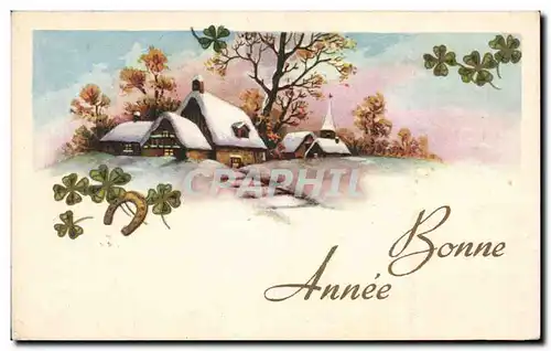 Fetes - Voeux - Bonne Annee - trefle - four leaf clover - Cartes postales