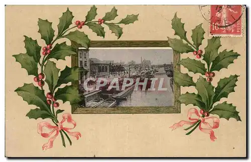 Fetes - Voeux - Bonne Annee - houx - holly - Cartes postales