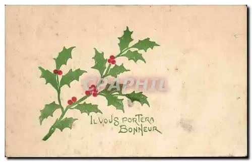 Fetes - Voeux - Bonne Annee - houx - holly - Ansichtskarte AK