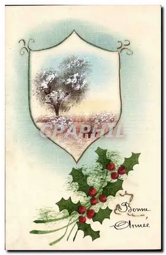 Fetes - Voeux - Bonne Annee - houx - holly - Cartes postales