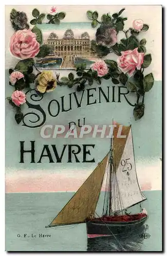 Le Havre - Souvenir - rose - voilier - Cartes postales