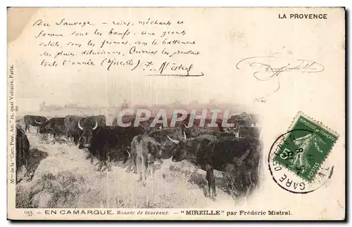 En Camargue eille par Frederic Mistral - vache - cow - Ansichtskarte AK