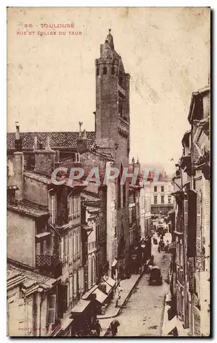 Cartes postales Toulouse Rue et eglise du Taur