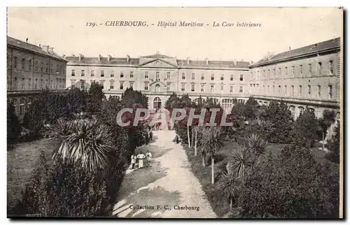 Cartes postales Cherbourg Hopital maritime La cour interieure