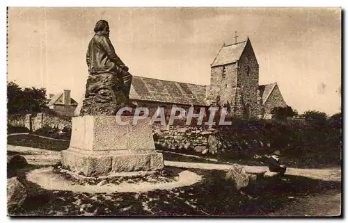 Greville - Eglise et Statue du celebre peintre J F Milet - Cartes postales