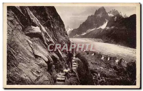 Chamonix - Le Mont Blanc - Mer de Glace - Le Mauvais Pas - Ansichtskarte AK