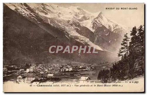 Chamonix - Vue Generale et le Mont Blanc - Cartes postales