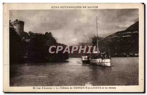 Annecy - Le Lac - Le Chateau de Duingt - Talloires - Un Bateau - Cartes postales