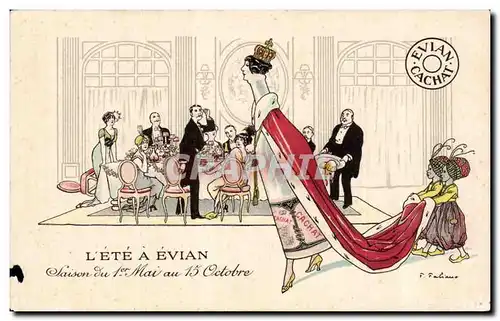 Evian les Bains - L Ete a Evian - Ilustration - Humour - Reine - Ansichtskarte AK