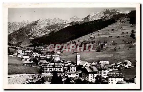 Moderne Karte La Clusaz Vue generale et chaine des Aravis