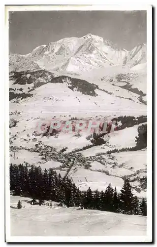 Cartes postales moderne Megeve Station hivernale Vue generale et le Mont Blanc