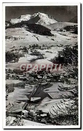 Cartes postales moderne Megeve Station hivernale Vue generale et le Mont Blanc