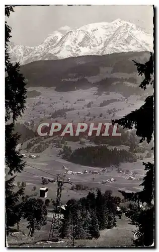 Cartes postales moderne Megeve Les telecabines du Laillet et le mont Blanc