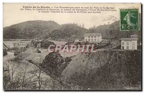 Ansichtskarte AK Vallee de la Sioule Vue panoramique prise en aval du pont et du barrage des FAdes le chalet de l