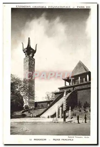 Cartes postales Madagascar Malagasy Facade principale Exposition coloniale Parsi 1931