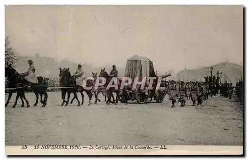 Cartes postales Paris 11 novembre 1920 Le cortege place de la Concorde Militaria