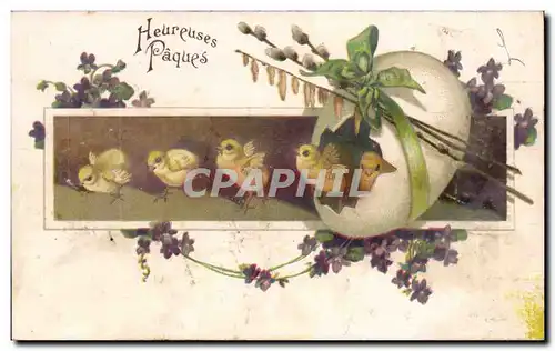 Cartes postales Fantaisie Poussins oeuf Paques Easter