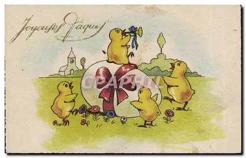 Cartes postales Fantaisie Poussins oeuf Paques Easter
