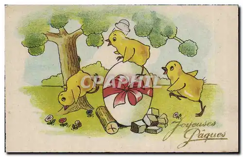 Cartes postales Fantaisie Poussins Oeuf Paques Easter