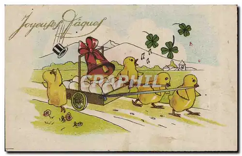 Cartes postales Fantaisie Poussins Oeufs Paques Easter