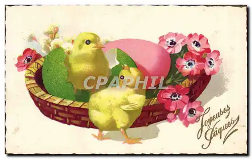 Cartes postales Fantaisie Poussins Oeufs Paques Easter