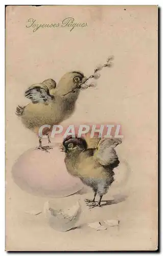 Cartes postales Fantaisie Poussins Oeufs Paques Easter