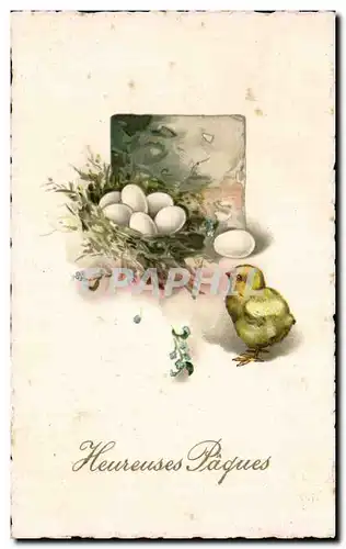 Fetes - Voeux - Holiday - Paques - Easter - Ostern - chick and little nest of eggs - Cartes postales
