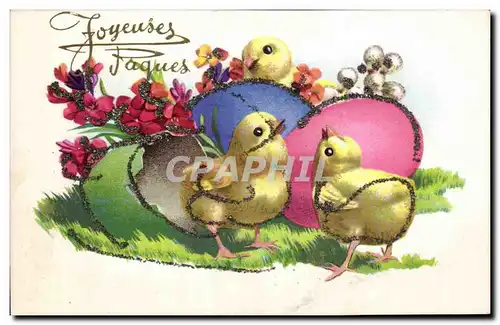 Fetes - Voeux - Holiday - Paques - Easter - Ostern - chick and eggs - Cartes postales