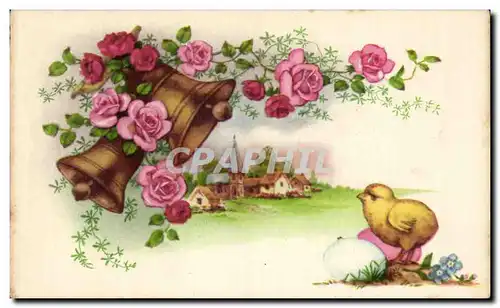 Fetes - Voeux - Holiday - Paques - Easter - Ostern - chicks and bells - Ansichtskarte AK