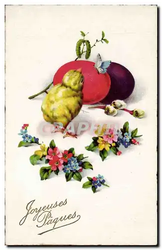 Fetes - Voeux - Holiday - Paques - Easter - Ostern - chicks and butterfly - Cartes postales