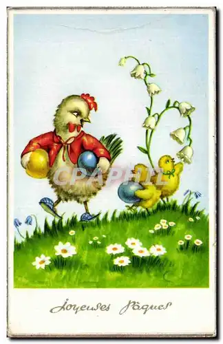 Fetes - Voeux - Holiday - Paques - Easter - Ostern - family of chicks - Ansichtskarte AK