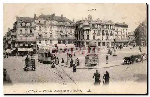 Cartes postales Angers Place du ralliement et theatre