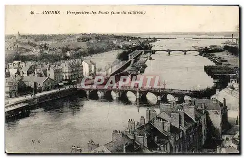 Cartes postales Angers Perspective des ponts (vue du chateau)