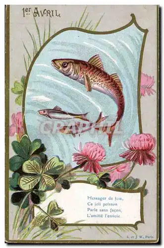 Cartes postales Fantaisie Poissons 1er avril Paques Easter