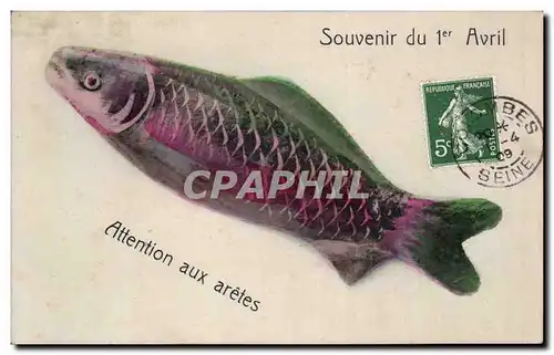 Cartes postales Fantaisie Poisson 1er avril Paques Easter