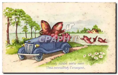 Cartes postales Fantaisie Poissons Automobile