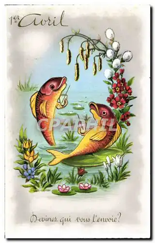 Cartes postales Fantaisie Poisson 1er avril Paques Easter