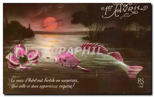 Cartes postales Fantaisie Poisson 1er avril Paques Easter