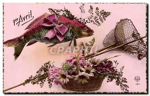 Cartes postales Fantaisie Poisson 1er avril Peche Paques Easter