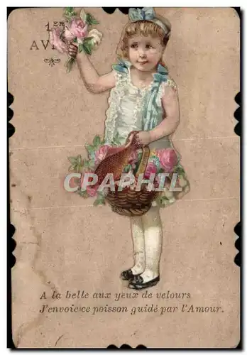 Cartes postales Fantaisie Enfant poisson 1er Avril Paques Easter