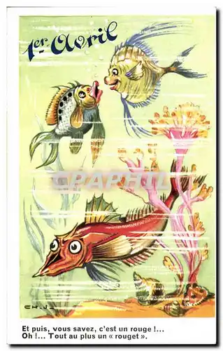 Cartes postales Fantaisie Poissons 1er Avril Paques Easter