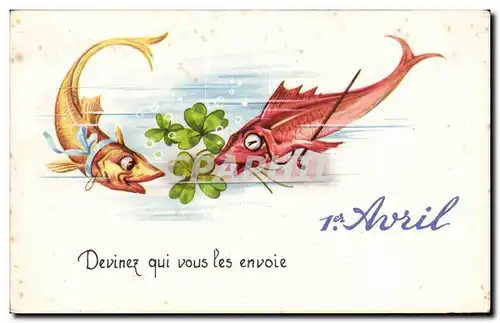 Cartes postales Fantaisie Poissons 1er Avril Paques Easter