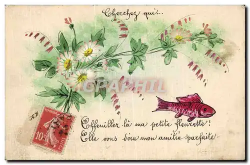 Cartes postales Fantaisie Poisson 1er Avril Paques Easter