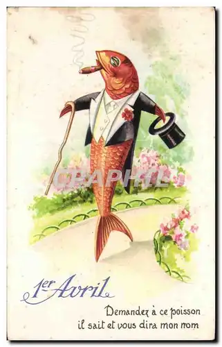 Ansichtskarte AK Fantaisie Poisson Peche 1er Avril Paques Easter