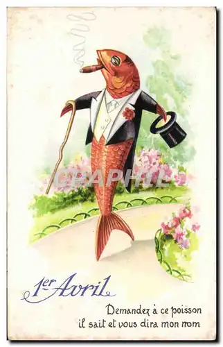 Ansichtskarte AK Fantaisie Poisson Peche 1er Avril Paques Easter