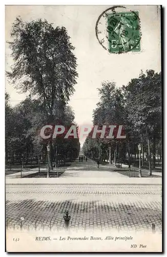 Cartes postales Reims Les promenades Basses Allee principale