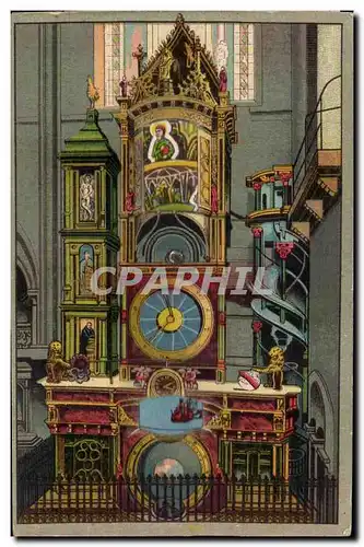 Ansichtskarte AK CARTE SYSTEME Fantaisie Strasbourg Horloge astronomique de la cathedrale