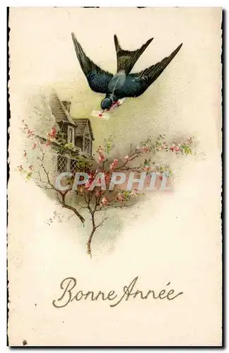 Cartes postales Fantaisie Hirondelle Bonne annee