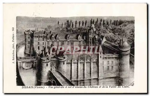 Dissais - Vue Generale a vol oiseau du Chateau - Cartes postales