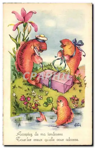 Fetes - Voeux - Poisson d Avril - April Fool - fish opening gifts - Cartes postales